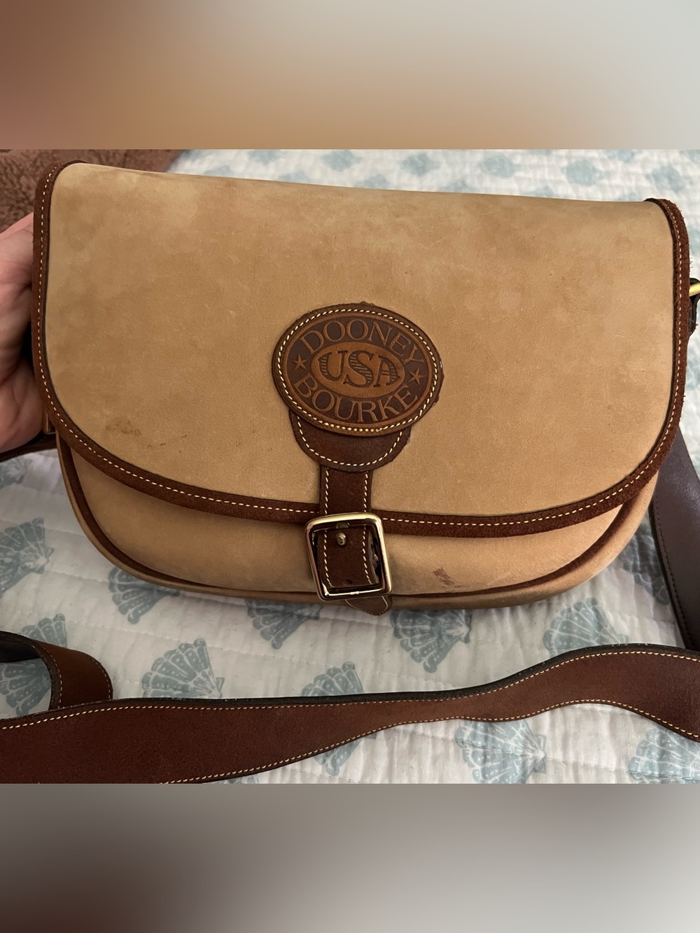 Vintage Dooney & Bourke Nubuck/Gundelta Suede Leather Saddle Bag